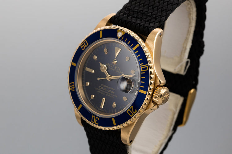 1980 Rolex 18K YG Submariner 16808 with Blue Nipple Dial
