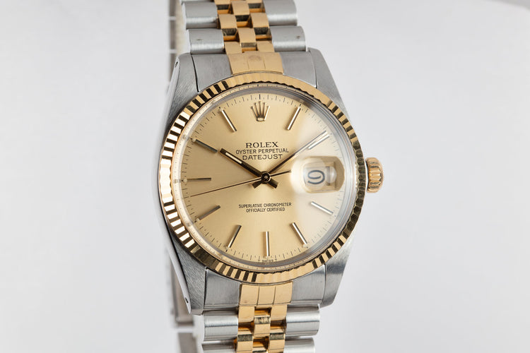 1984 Rolex Two Tone DateJust 16013 with Van Cleef's & Arpels Stamped Bracelet, Box and Papers