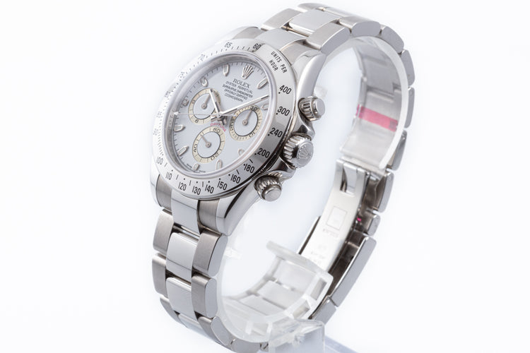 2007 Rolex Daytona Cosmograph 116520 White Dial Hangtags, Box & Card + stickers