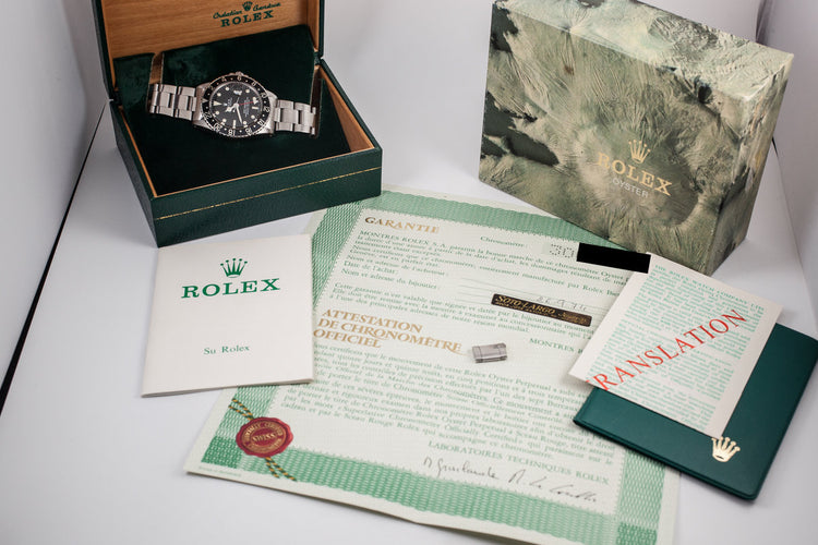 1971 Rolex GMT-Master 1675 with Black Bezel Insert and Box and Papers F-105 Fighter-Bomber Watch