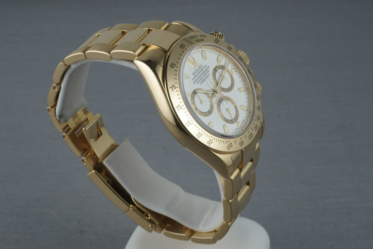 Rolex 18K Daytona 116528 with White Dial and Box and Papers