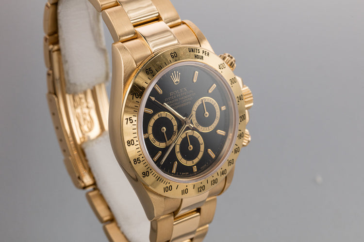 1993 Rolex 18K YG Zenith Daytona 16528 Black Mark 3 Dial with Box and Papers