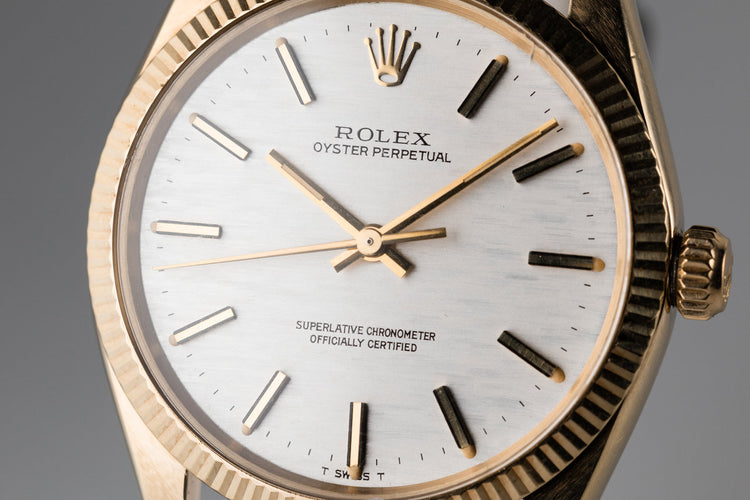 1972 Rolex Oyster Perpetual 1005 Silver Mosaic Dial with Box and Papers