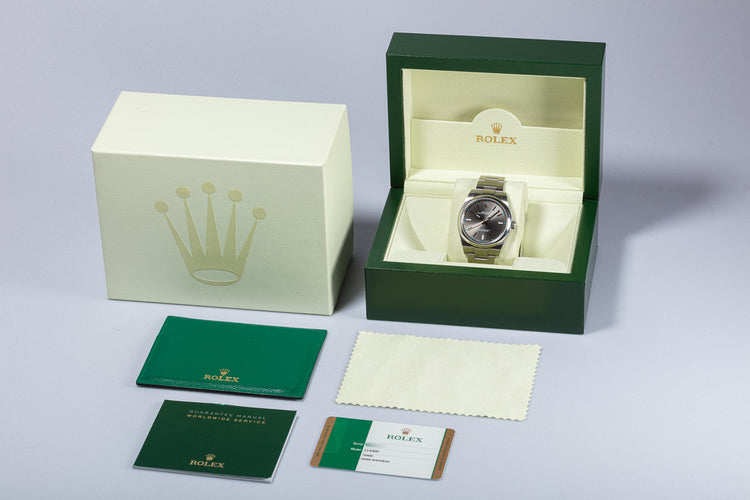 2017 Rolex Oyster Perpetual 39mm 114300 Dark Rhodium Dial Box & Card