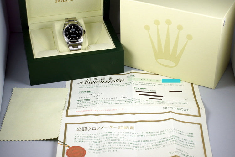 2002 Rolex Explorer 114270 with Box and Papers