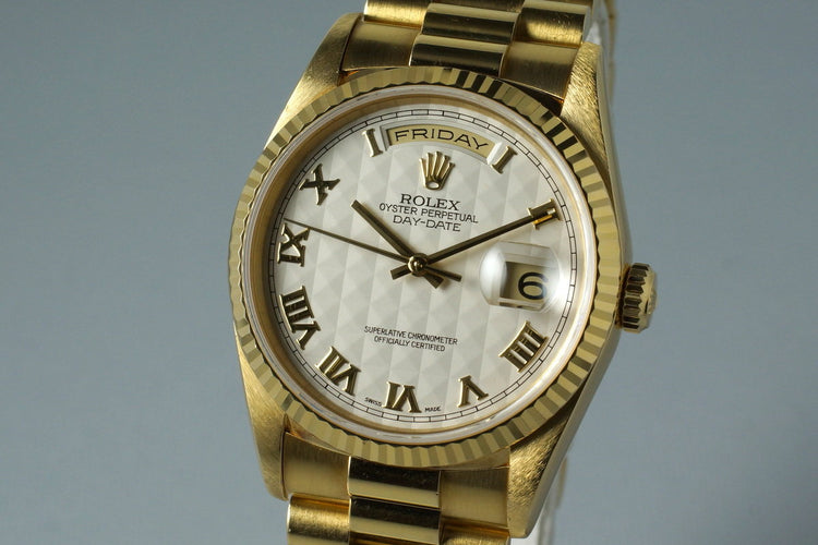 1990 Rolex YG Day-Date 18238 with Cream Pyramid Dial