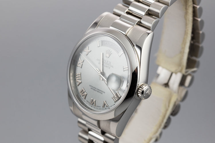 2000 Rolex Platinum Day-Date 118206 Glacier Blue Dial with Box and Papers