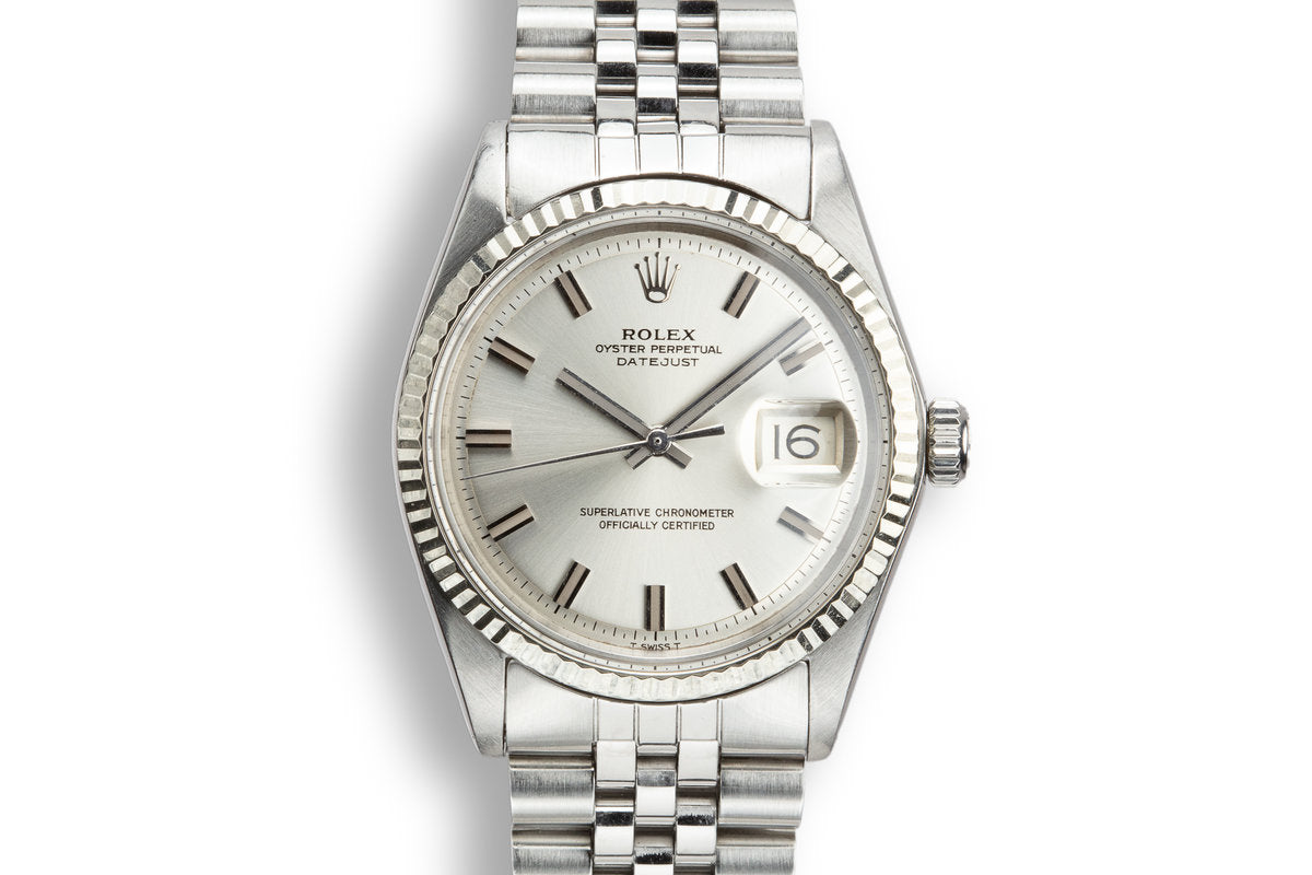 HQ Milton - 1970 Rolex DateJust 1601 with No Lume Wide Boy Dial 