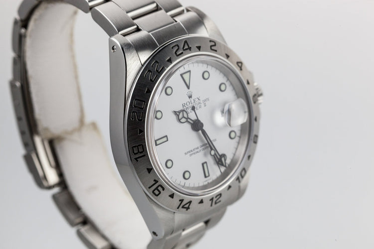 1999 Rolex Explorer II 16570 White SWISS Only Dial