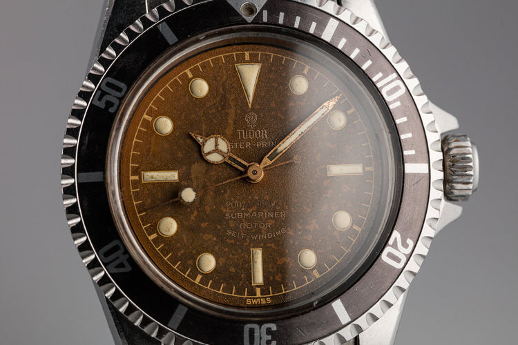 1960 Tudor Submariner 7928 Pointed Crown Guard Case with Tropical Gilt Dial