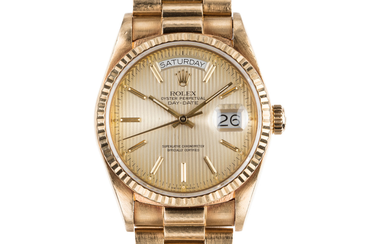 HQ Milton - 1986 Rolex 18K Day-Date 18038 Tapestry Dial, Inventory