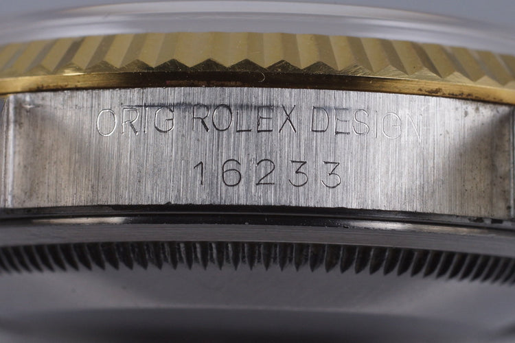 1988 Rolex Two Tone DateJust 16233 Factory Blue Vignette Diamond Dial