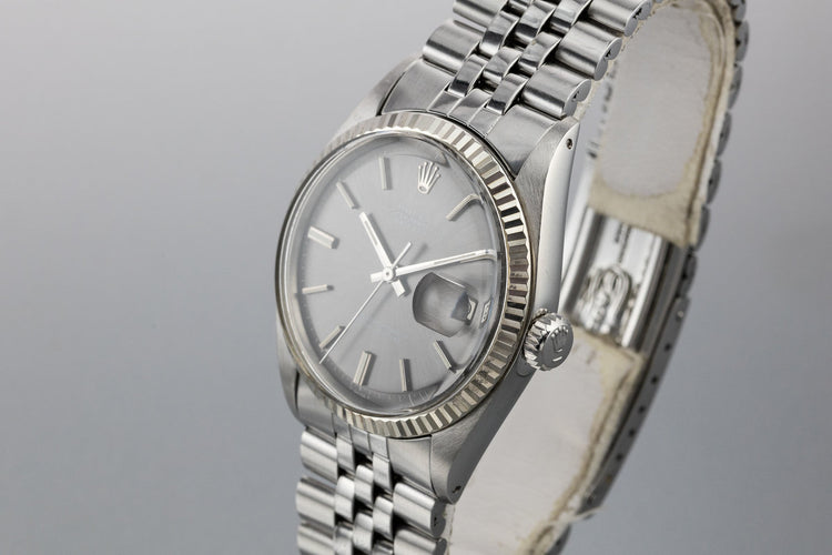 1972 Rolex DateJust 1601 No Lume Grey Dial with Box and Double Punched Papers