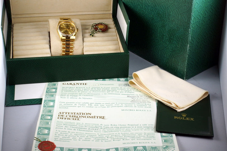 1991 Rolex YG Day-Date 18238 Champagne Dial with Box and Papers