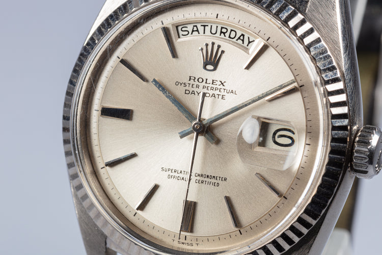 1965 Vintage Rolex 18K WG Day-Date 1803 Silver Door Stop No Lume Dial