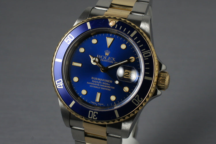 1987 Rolex Two Tone Blue Submariner 16803 with Box and Papers