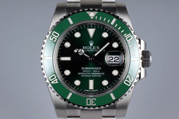 2016 Rolex Green Submariner 116610LV with Box and Papers MINT