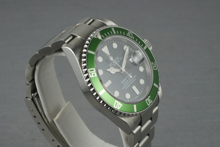 2004 Rolex Green Submariner 16610 LV Mark 1 dial and Mark 2 bezel