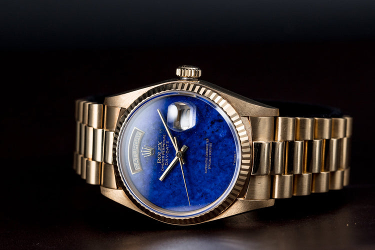 1984 Rolex 18K YG Day-Date 18038 with Blue Lapis Dial