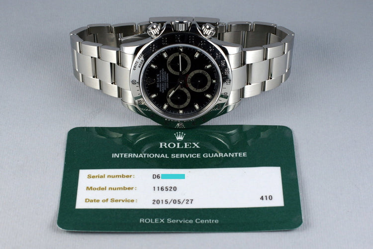 2005 Rolex Daytona 116520 Black Dial with RSC Papers
