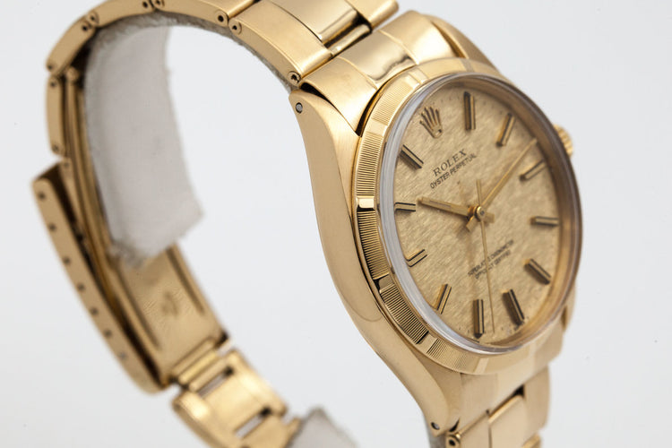 1971 Rolex Yellow Gold Oyster Perpetual 1005 Gold Mosaic Dial