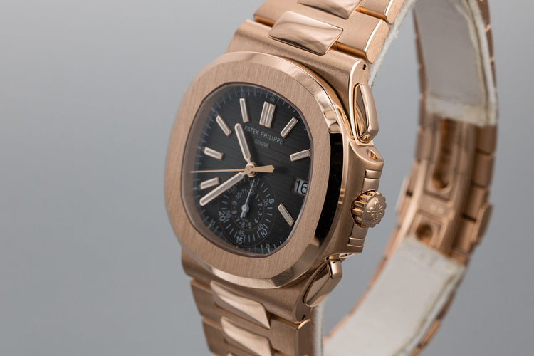 2018 Mint Patek Philippe 18K Rose Gold Nautilus Chronograph 5980/1r-001 with Box and Papers
