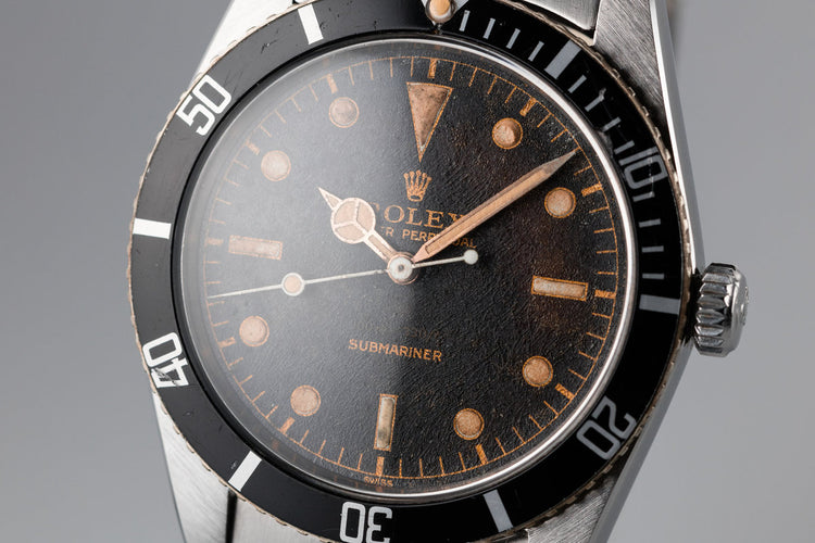 1957 Vintage Rolex Submariner 6536-1 Tropical Spider Cracking Gilt Dial