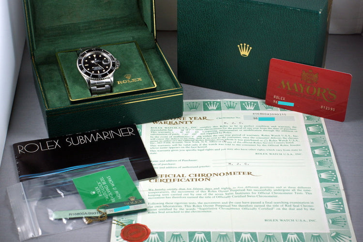 1987 Rolex Submariner 168000 with Box and Papers