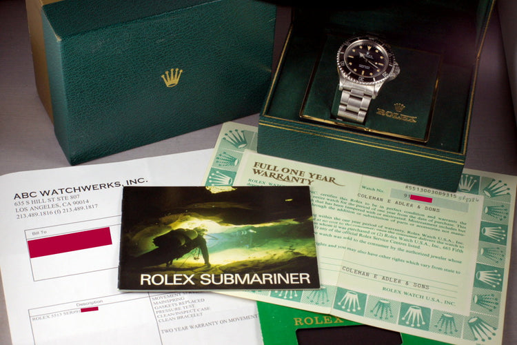 1985 Rolex Submariner 5513 with Box and Papers