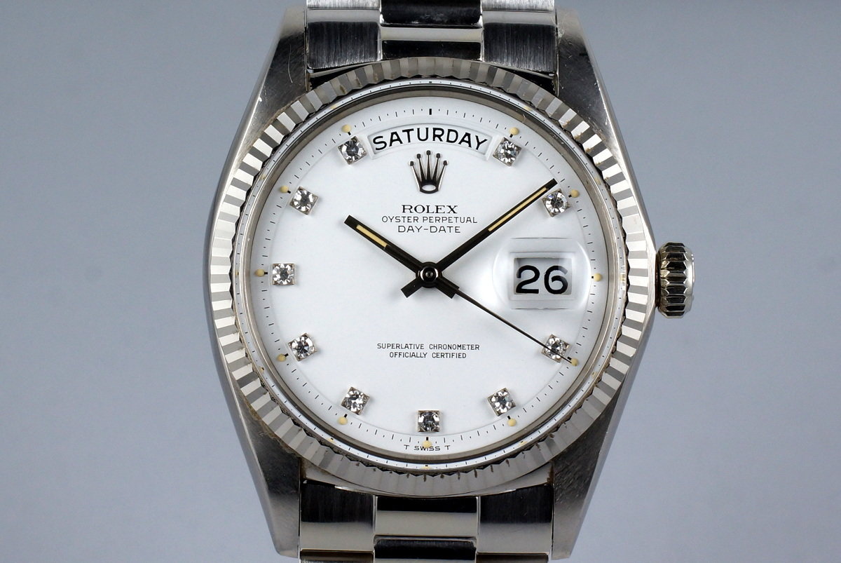 HQ Milton 1967 Rolex WG Day Date 1803 with Factory Diamond Dial