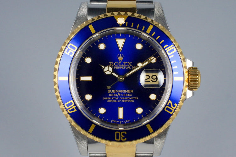 1995 Rolex Two Tone Blue Submariner 16613