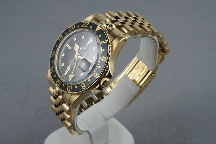 Rolex GMT 18K 1675 with black nipple dial and 18K Jubilee Bracelet