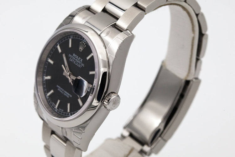 2017 Rolex Datejust 116200 Black Dial with Stickers,Box and Papers MINT