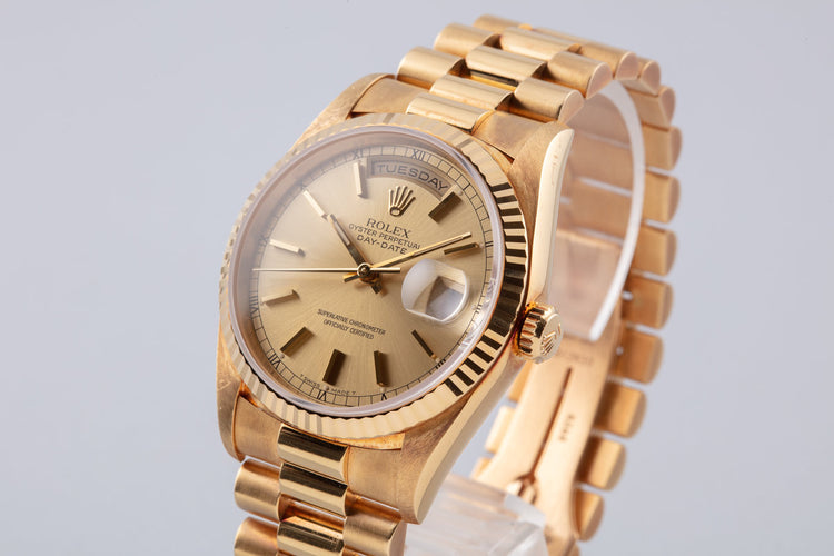 1995 Rolex 18K YG Day-Date 18238 Gold Dial