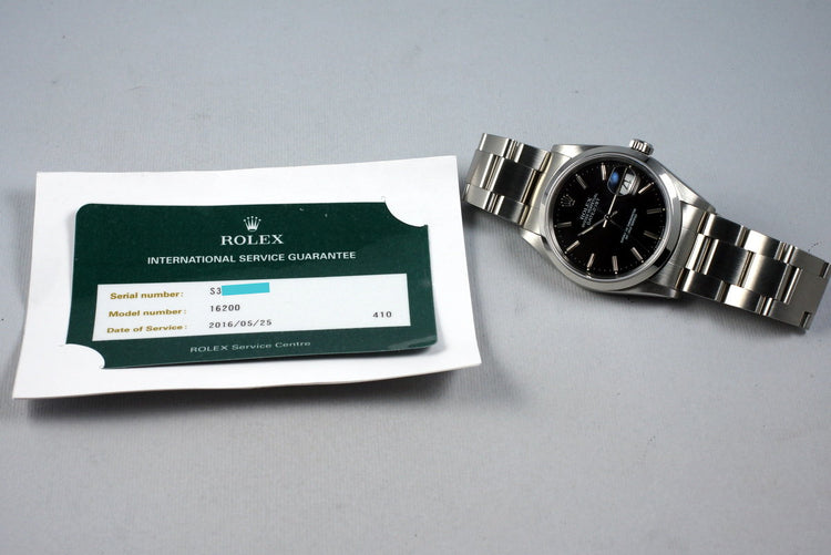1994 Rolex DateJust 16200 Black Dial with RSC Papers