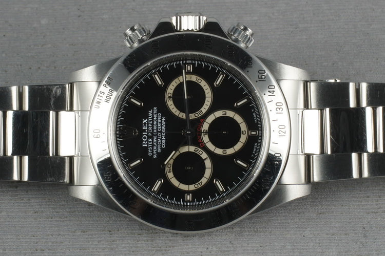 Rolex SS Zenith Daytona 16520 Box and Papers with Black Dial
