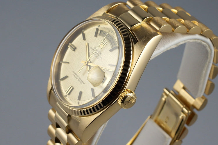 1972 Rolex YG Day-Date 1803 Champagne Linen Sigma Dial