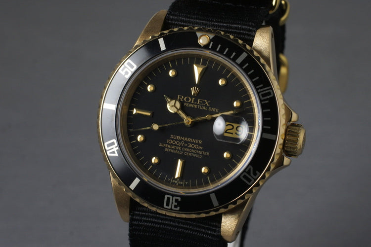 1981 Rolex YG Submariner 16808 with Box and Papers