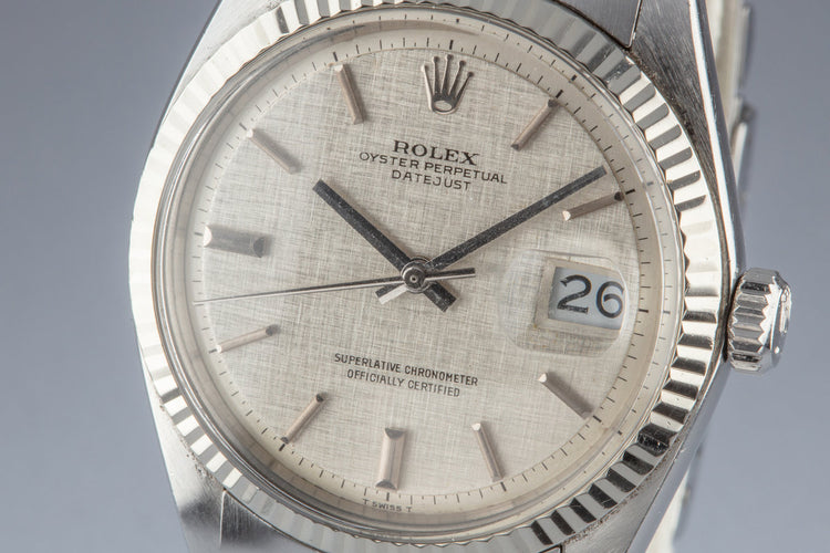 1973 Rolex DateJust 1601 with No Lume Silver Linen Dial