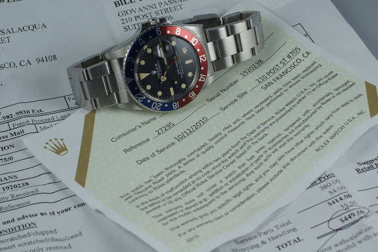 1968 Rolex GMT 1675 with Service Case