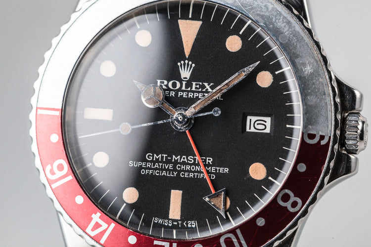 1971 Rolex GMT-Master 1675 with Faded Pepsi insert and No Cyclops Crystal