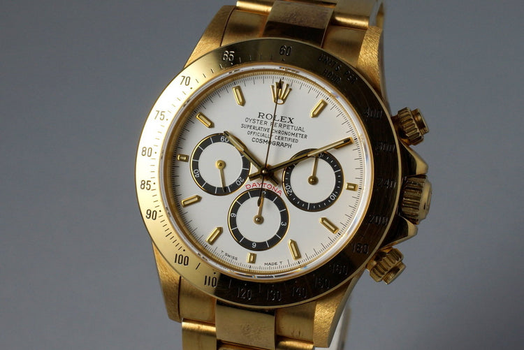 1991 Rolex YG Zenith Daytona 16528 White Dial