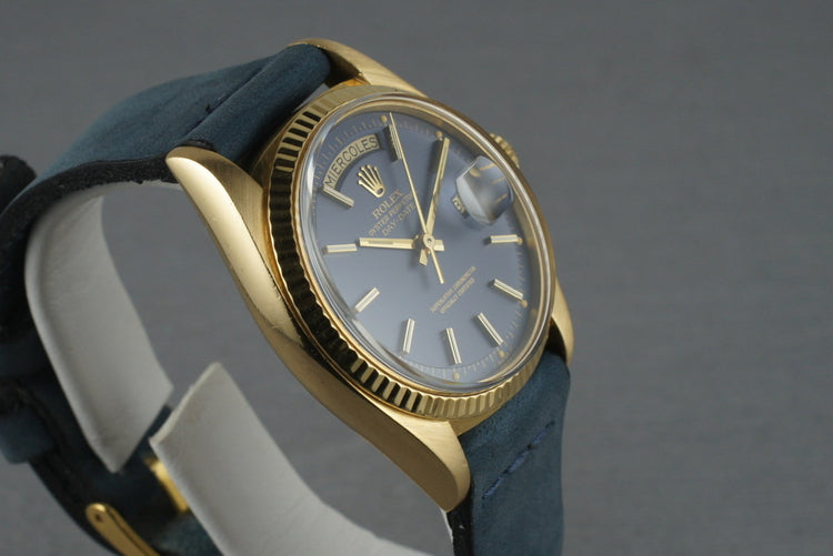 Rolex Vintage 18K YG President: Ref 1803 with Blue Dial