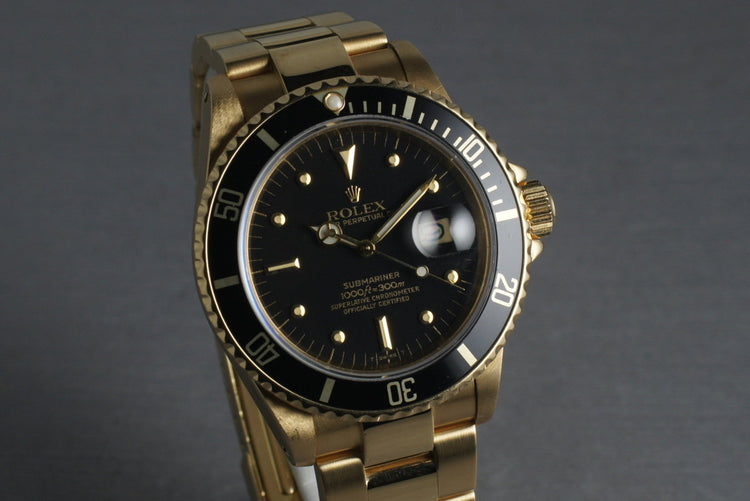 Submariner 18K 16808 Black Nipple Dial with Box and Papers