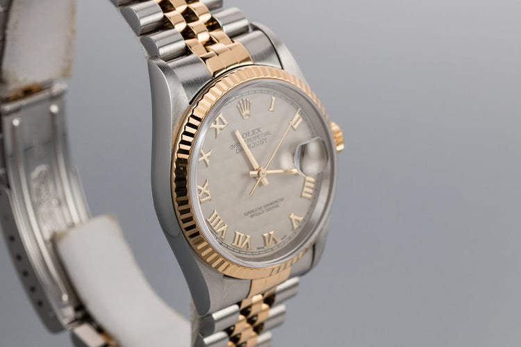 1995 Rolex Two Tone DateJust 16233 No Lume Pyramid Numeral Dial with Box and Papers