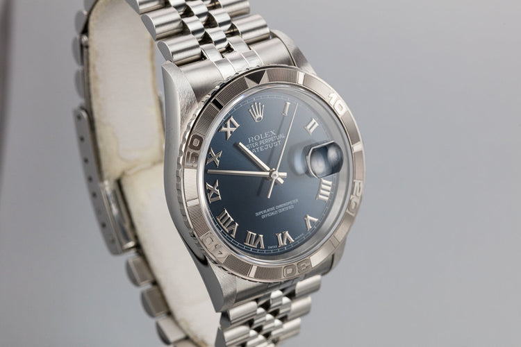 1997 Rolex DateJust "Thunderbird" 16264 Blue No Lume Roman Numeral Dial with Box