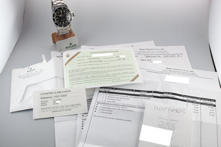 1968 Rolex Submariner 5513 Meters First Dial with Box and Service Papers