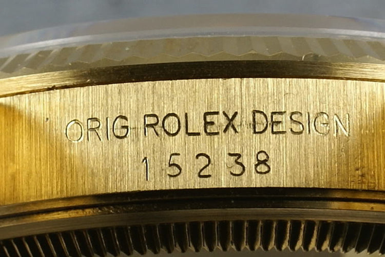 Rolex 18K Date Ref: 15238 on gold rivet bracelet