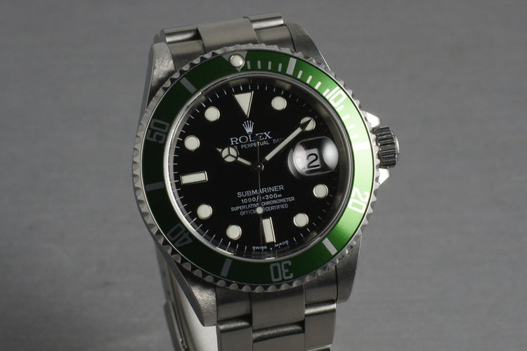 2004 Rolex Green Submariner 16610 LV Mark 1 dial and Mark 2 bezel