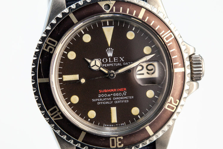 1969 Rolex Red Submariner 1680 Tropical BROWN Mark II Meters First Dial